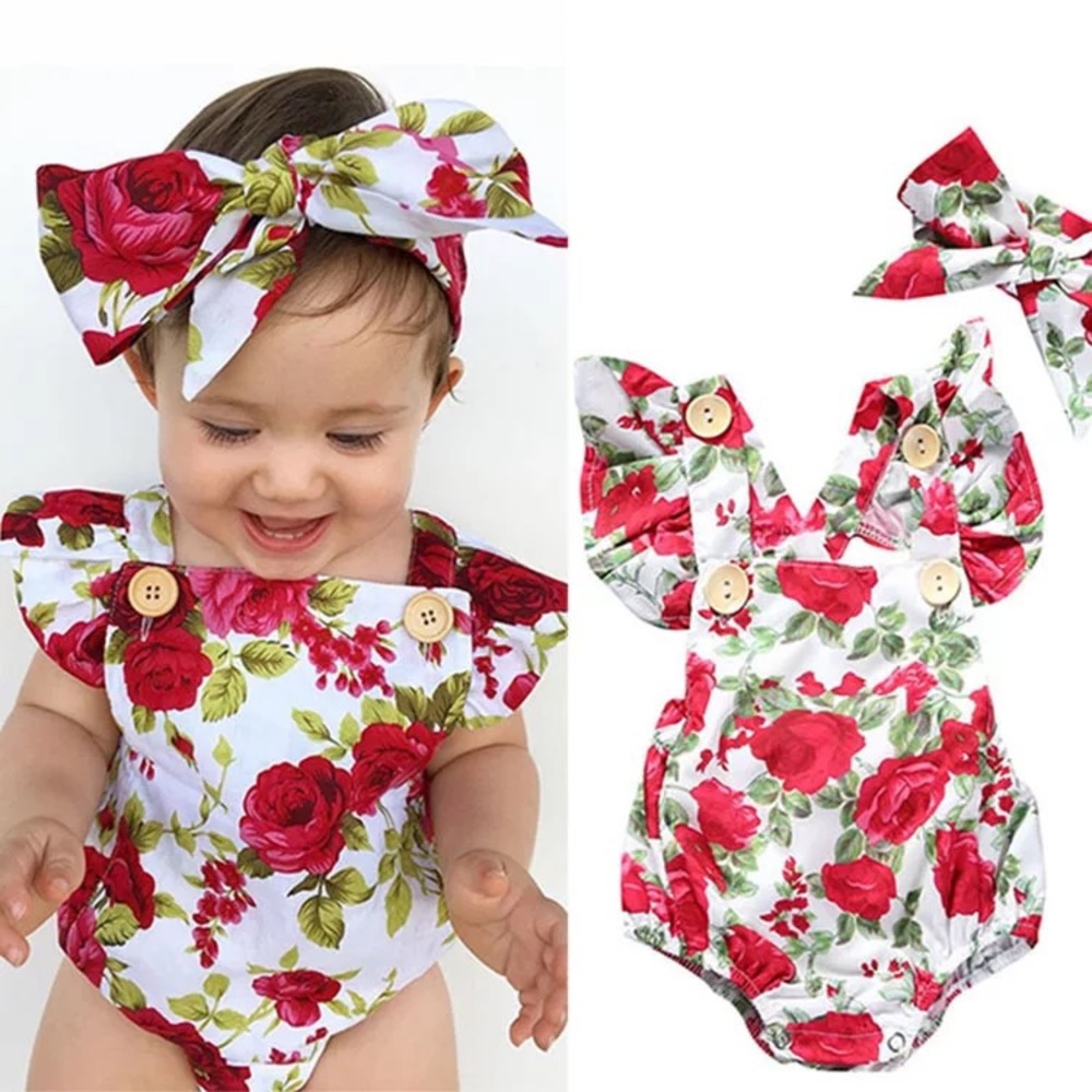 Beautiful spring baby rompers